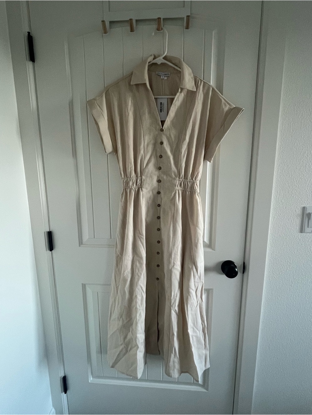 Baltic Born Cream Button-Front Midi Shirt Dress